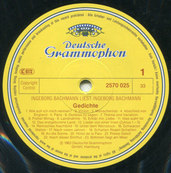 Ingeborg Bachmann : Liest Ingeborg Bachmann (LP, Comp)