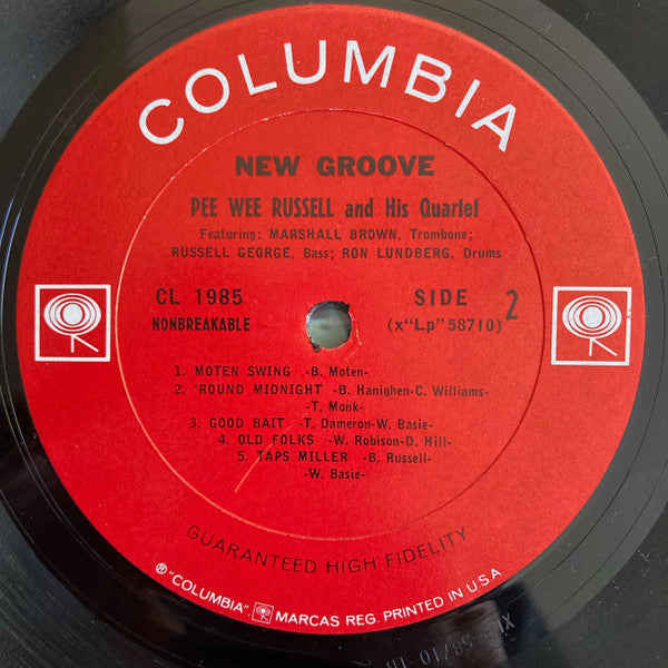 Pee Wee Russell Quartet With Marshall Brown : New Groove (LP, Album, Mono)