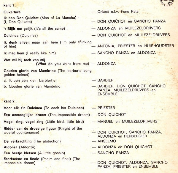 Various : De Man Van La Mancha (LP)