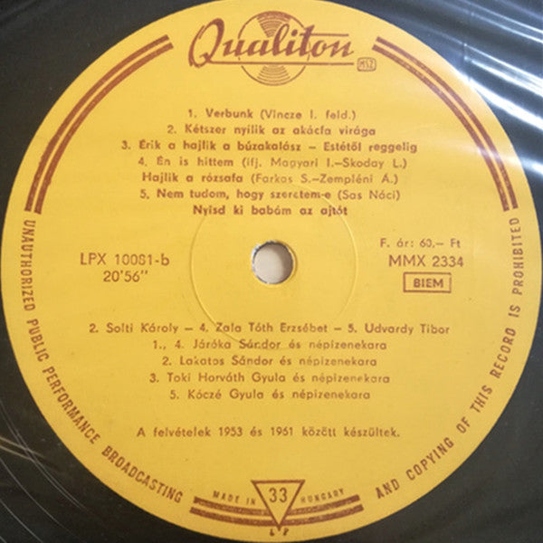 Various : Vörös Bort Ittam Az Este - Famous Hungarian Songs (LP, Comp)