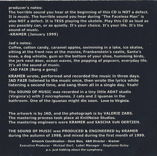 Jad Fair & Kramer (2) : The Sound Of Music (An Unfinished Symphony In 12 Parts) (CD)