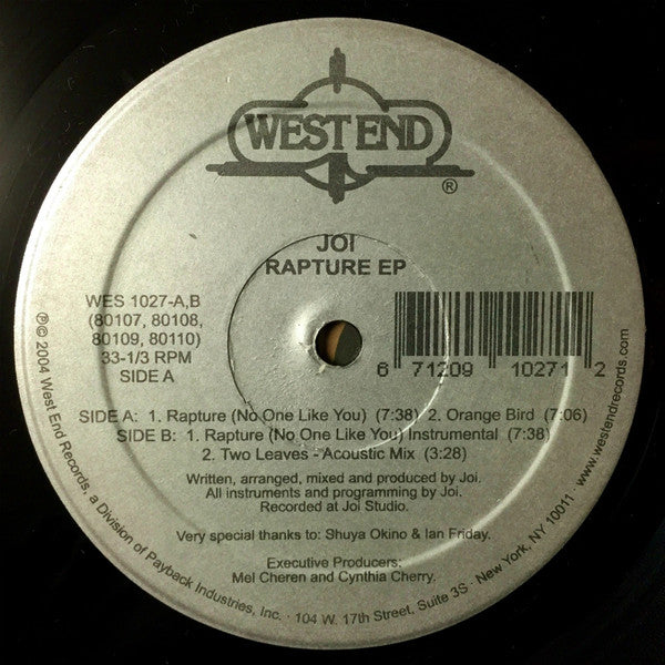Joi (4) : Rapture EP (12", EP)