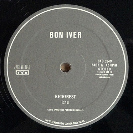 Bon Iver : Beth / Rest (12", Single)
