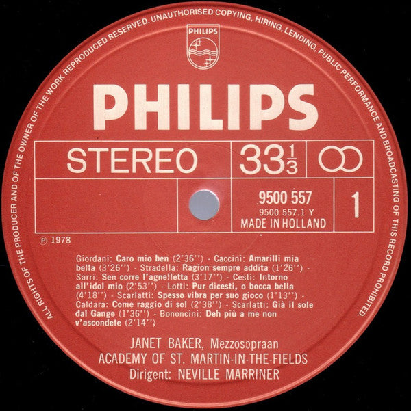 Janet Baker, The Academy Of St. Martin-in-the-Fields, Sir Neville Marriner : Arie Amorose (LP)
