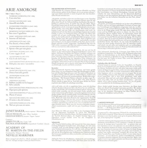 Janet Baker, The Academy Of St. Martin-in-the-Fields, Sir Neville Marriner : Arie Amorose (LP)