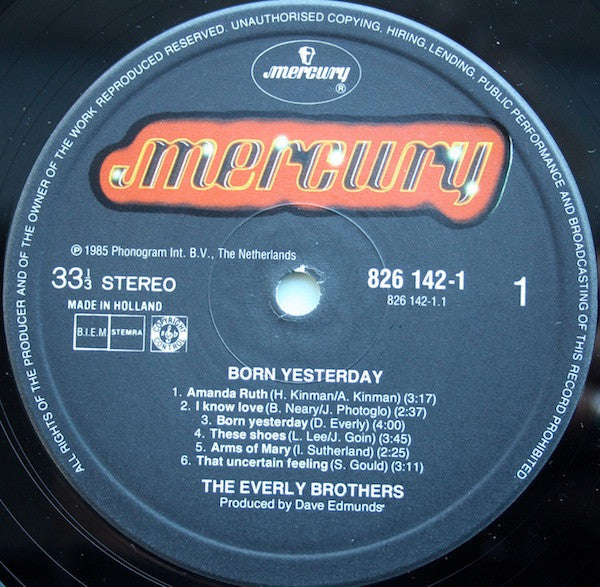 Everly Brothers : Born Yesterday (LP, Album)
