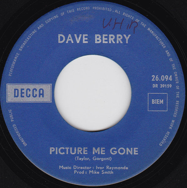 Dave Berry : Picture Me Gone / Ann (7", Single)