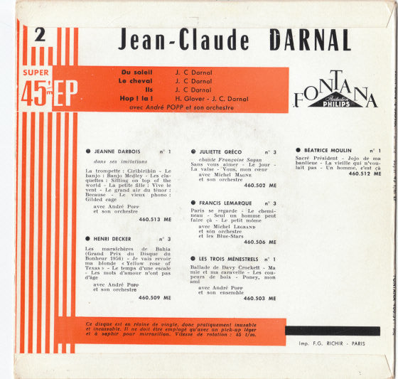 Jean-Claude Darnal : 2 - Du Soleil (7")