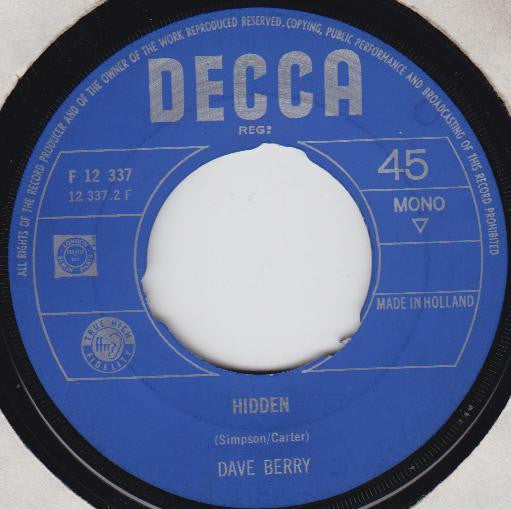 Dave Berry : If You Wait For Love / Hidden (7", Single, Mono, Pur)