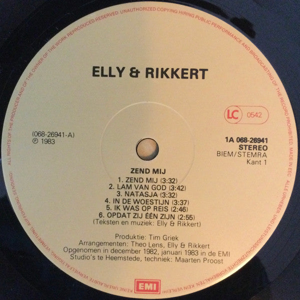 Elly & Rikkert : Zend Mij (LP, Album)
