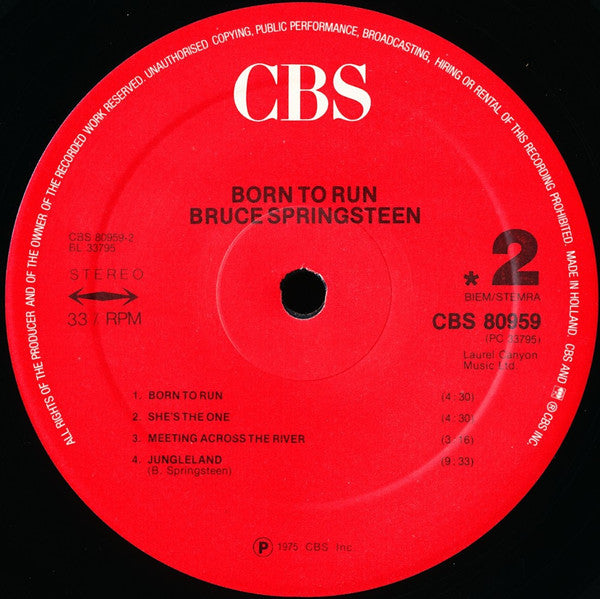 Bruce Springsteen : Born To Run (LP, Album, RE, Pos)