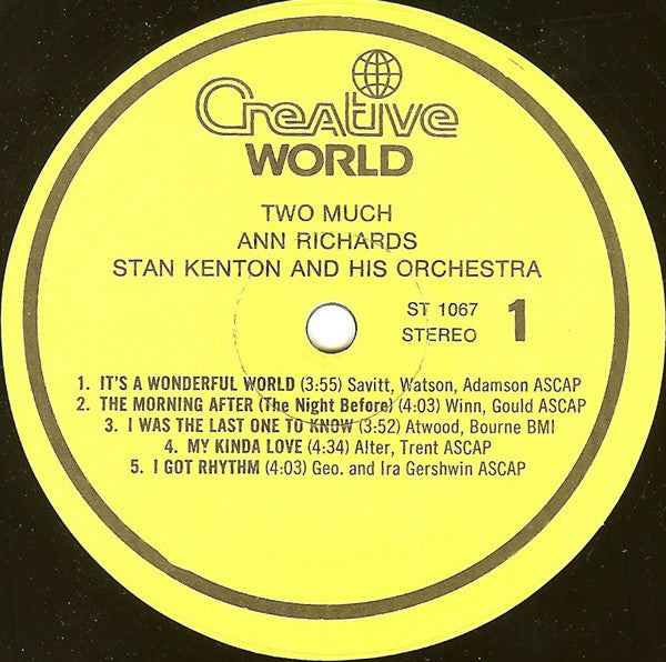 Ann Richards And Stan Kenton And His Orchestra : Two Much (LP, Album, RE)
