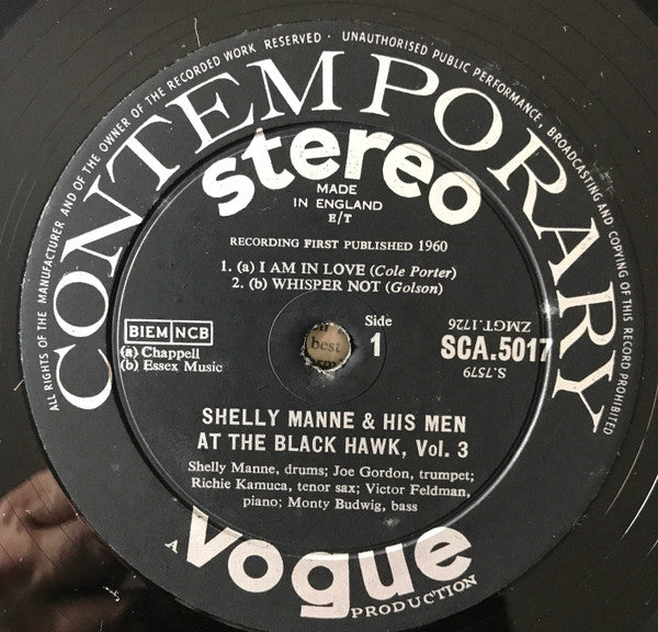 Shelly Manne & His Men : At The Black Hawk, Vol. 3 (LP, Album)