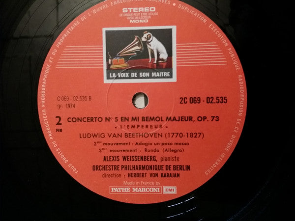 Ludwig van Beethoven, Alexis Weissenberg, Herbert von Karajan, Berliner Philharmoniker : Concerto L'Empereur (LP, Gat)