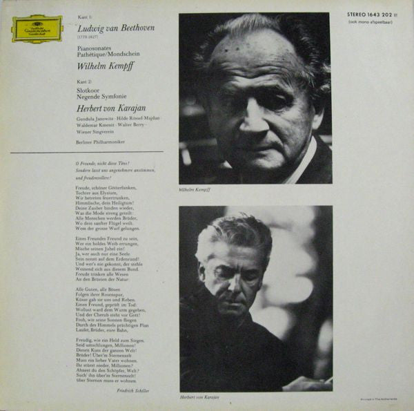 Ludwig van Beethoven / Wilhelm Kempff / Berliner Philharmoniker / Herbert von Karajan : Pianosonates Pathétique/Mondschein - Slotkoor Negende Symfonie (LP, Comp)