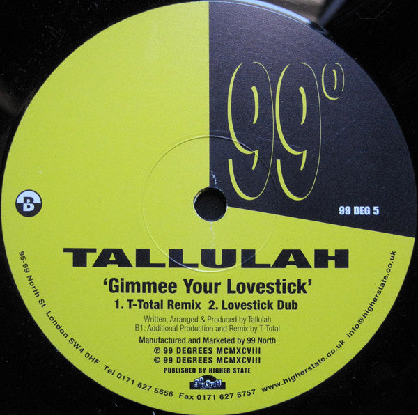 Tallulah (2) : Gimmee Your Lovestick (12")