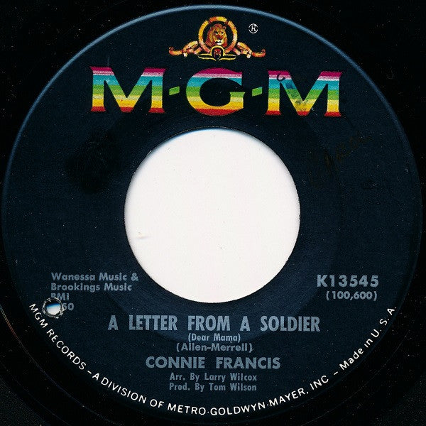 Connie Francis : Somewhere, My Love / A Letter From A Soldier (7", Single)