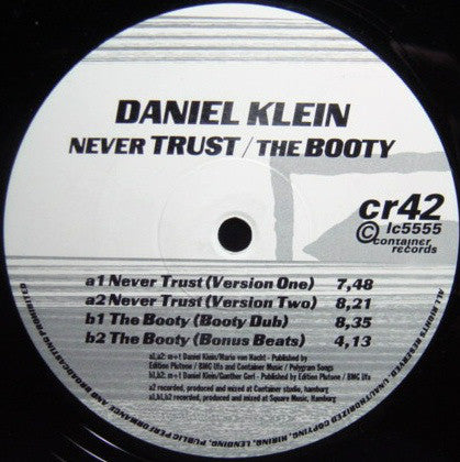 Daniel Klein : Never Trust / The Booty (12")