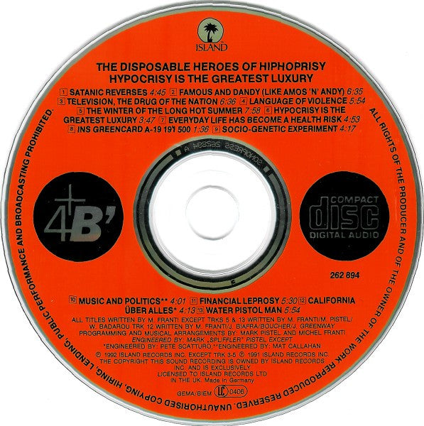 The Disposable Heroes Of Hiphoprisy : Hypocrisy Is The Greatest Luxury (CD, Album)
