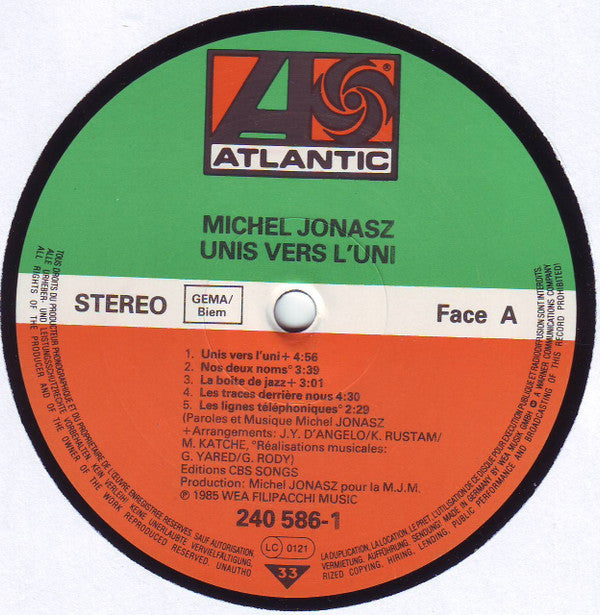 Michel Jonasz : Unis Vers L'uni (LP, Album)