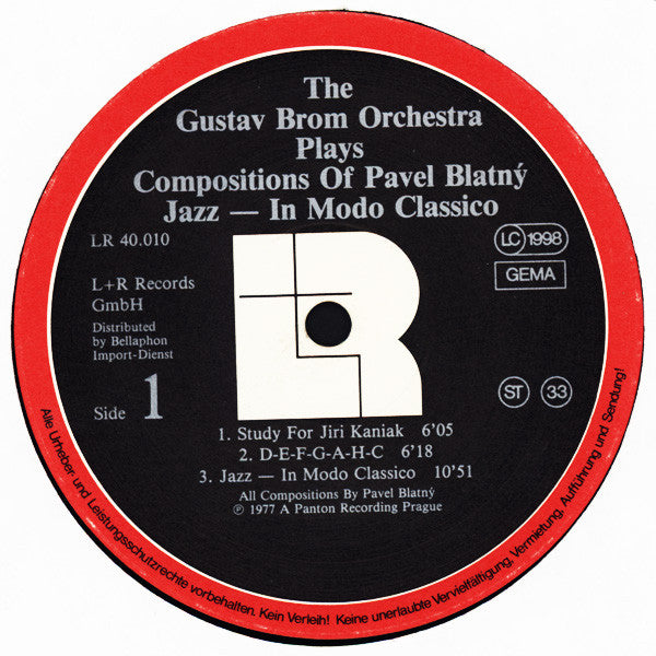 Gustav Brom Orchestra Plays Compositions Of Pavel Blatný : Jazz – In Modo Classico (LP, Album)