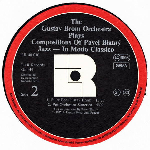 Gustav Brom Orchestra Plays Compositions Of Pavel Blatný : Jazz – In Modo Classico (LP, Album)