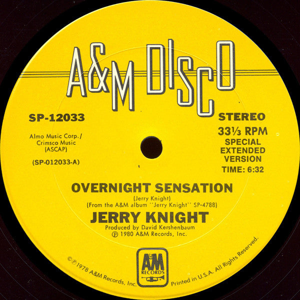 Jerry Knight : Overnight Sensation / Freek Show (12")