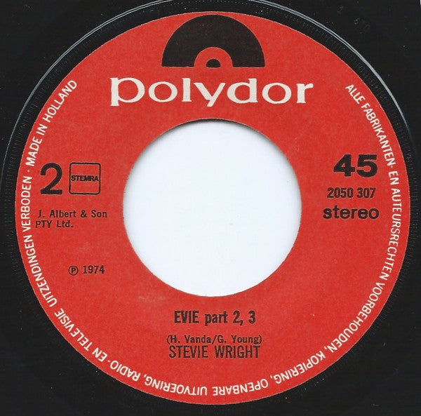 Stevie Wright : Evie Parts 1,2,3 (7", Single)