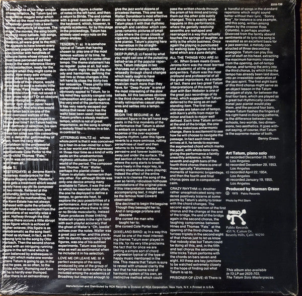 Art Tatum : The Tatum Solo Masterpieces, Vol. 3 (LP, Comp, RCA)