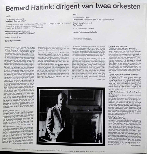 Bernard Haitink, Concertgebouworkest, London Philharmonic Orchestra : Dirigent Van Twee Orkesten (LP, Comp)