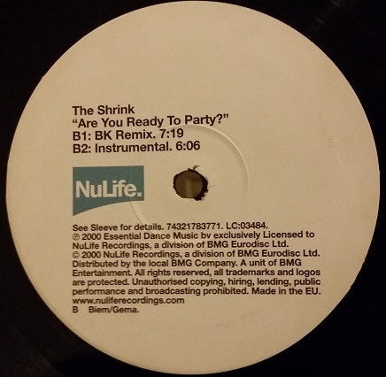 The Shrink : Are You Ready To Party? (12", Single)