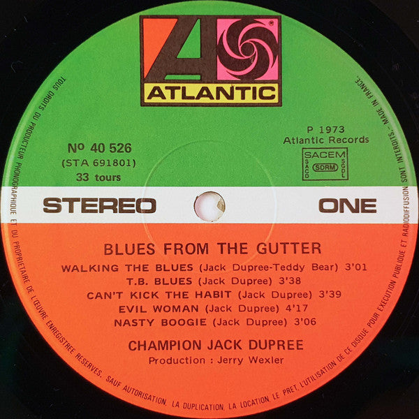 Champion Jack Dupree : Blues From The Gutter (LP, Album, RE)
