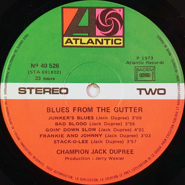 Champion Jack Dupree : Blues From The Gutter (LP, Album, RE)