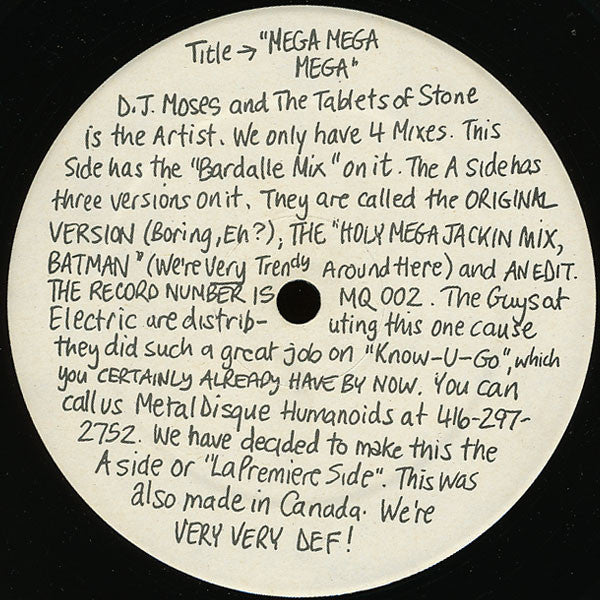 DJ Moses & The Tablets Of Stone : Mega Mega Mega (12")