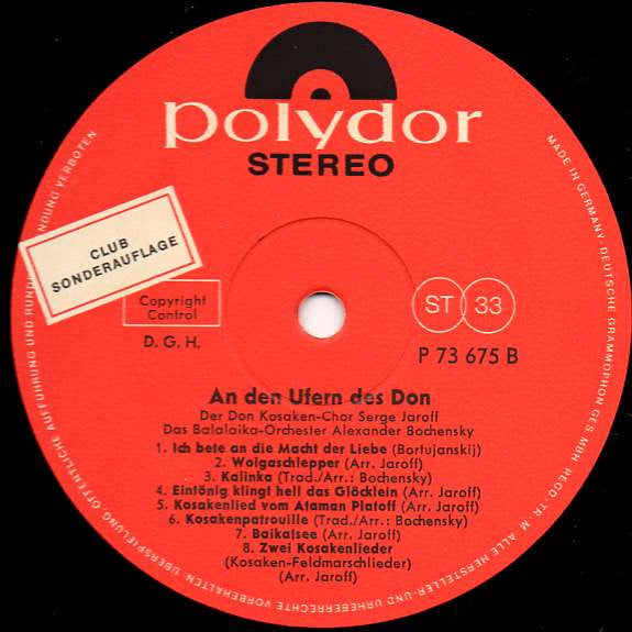 Don Kosaken Chor Serge Jaroff, Balalaika-Orchester Alexander Bochensky : An Den Ufern Des Don (LP, Club)