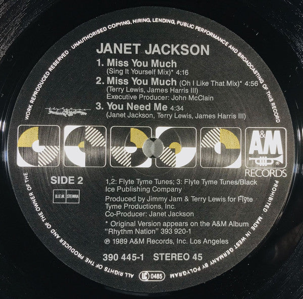 Janet Jackson : Miss You Much (12")