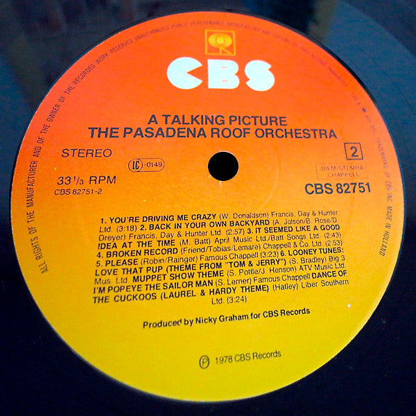 The Pasadena Roof Orchestra : A Talking Picture (LP, Album)