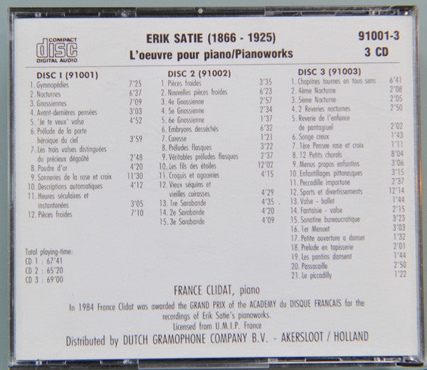 Erik Satie, France Clidat : Complete Pianoworks (3xCD, Album)