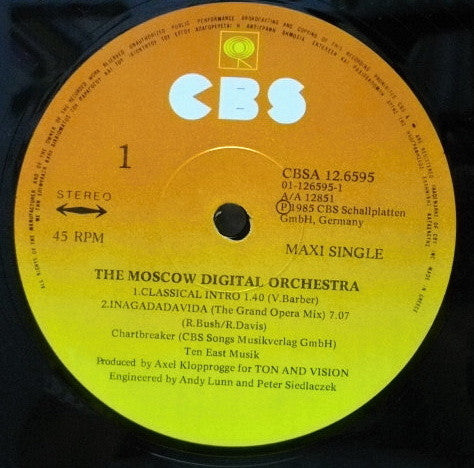 The Moscow Digital Orchestra : Inagadadavida (The Grand Opera Mix) (12", Maxi)