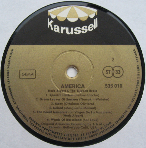 Herb Alpert & The Tijuana Brass : America (LP, Comp)
