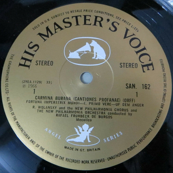 Carl Orff - Lucia Popp, Gerhard Unger, Raymond Wolansky, John Noble, New Philharmonia Chorus, New Philharmonia Orchestra, Rafael Frühbeck De Burgos : Carmina Burana, Cantiones Profanae (LP, Gol)