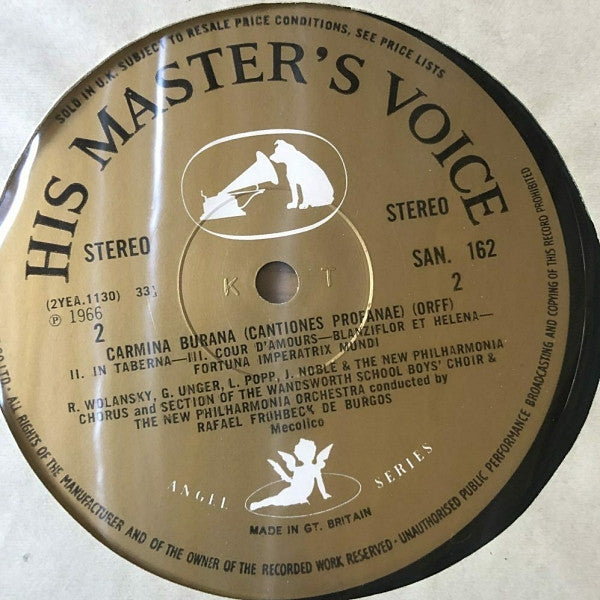 Carl Orff - Lucia Popp, Gerhard Unger, Raymond Wolansky, John Noble, New Philharmonia Chorus, New Philharmonia Orchestra, Rafael Frühbeck De Burgos : Carmina Burana, Cantiones Profanae (LP, Gol)