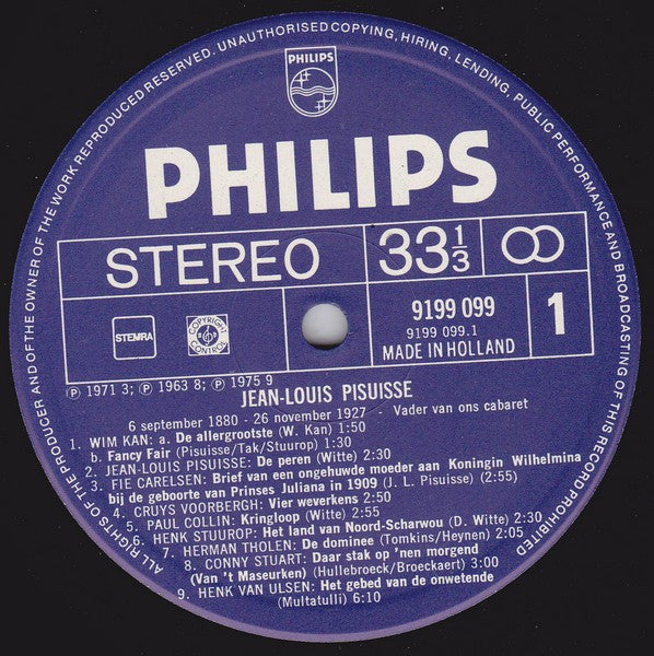 Various : De Vader Van Het Nederlandse Cabaret Jean-Louis Pisuisse (LP, Comp)