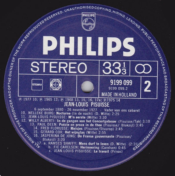 Various : De Vader Van Het Nederlandse Cabaret Jean-Louis Pisuisse (LP, Comp)