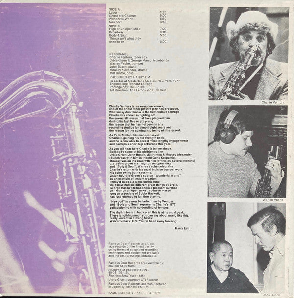 The New Charlie Ventura Sextet With Urbie Green And Warren Vaché : "Chazz" '77 (LP, Album)