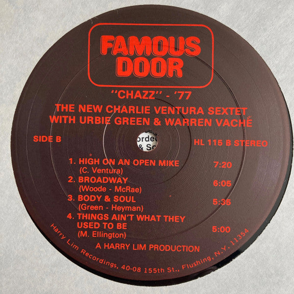 The New Charlie Ventura Sextet With Urbie Green And Warren Vaché : "Chazz" '77 (LP, Album)
