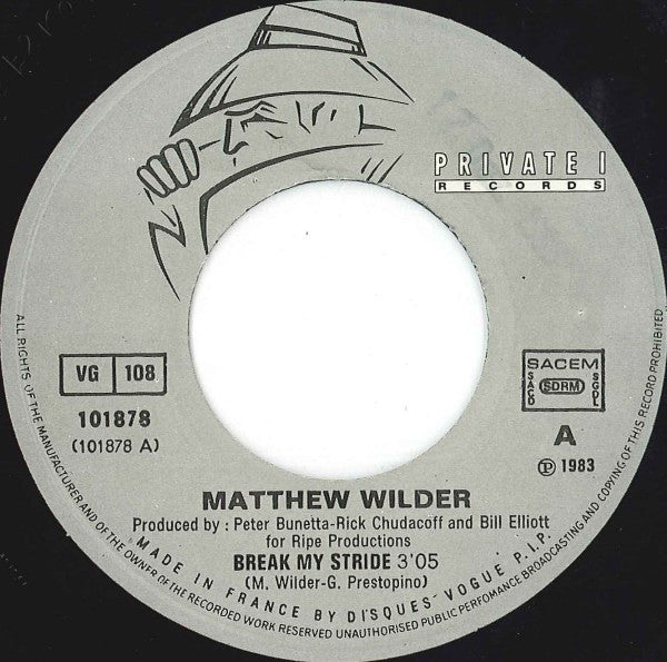 Matthew Wilder : Break My Stride (7", Single)