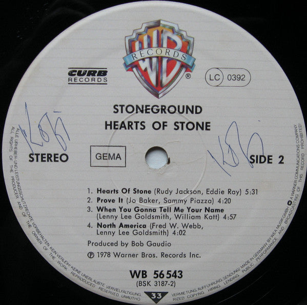 Stoneground : Hearts Of Stone (LP, Album)