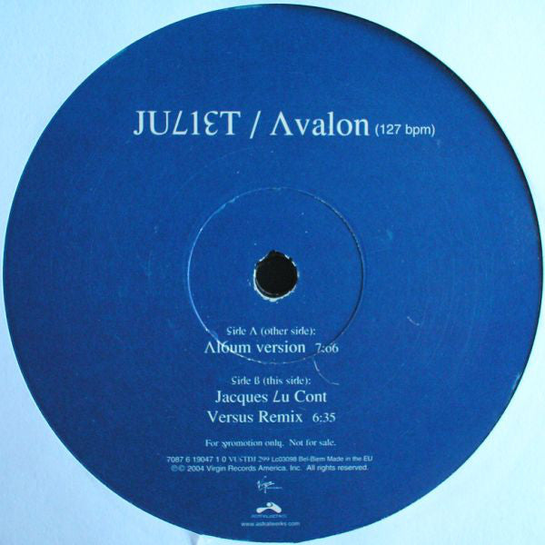 Juliet : Avalon (12", Promo)