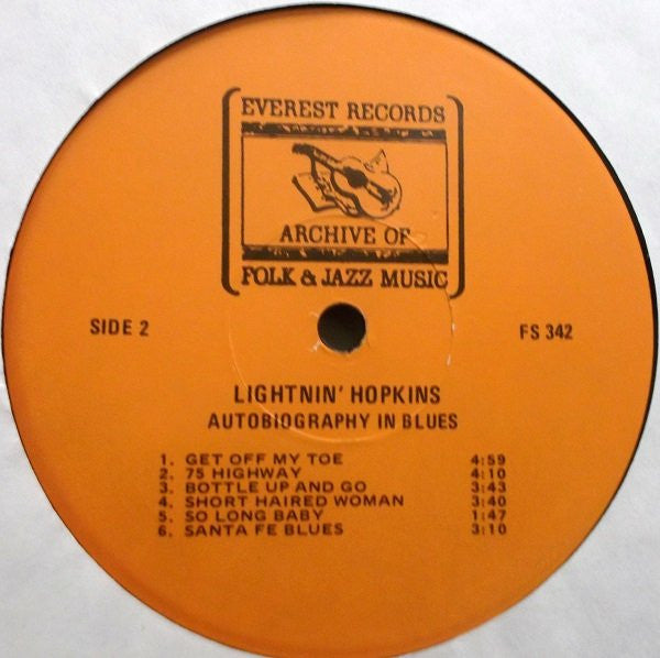 Lightnin' Hopkins : Autobiography In Blues (LP, RE)